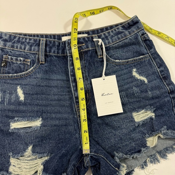New Kancan Glora High Rise Shorts Distressed Frayed Denim - Picture 7 of 8